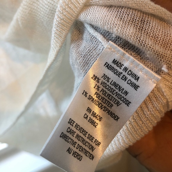 Theory Breathable Linen Viscose Blend White Stripe V Neck Short Sleeve T… - Picture 6 of 7